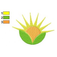 Sun Leaf Logo Embroidery Design